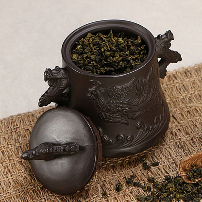 Purple Clay Tea Caddy Dragon Embossed Airtight 250g