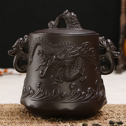Purple Clay Tea Caddy Dragon Embossed Airtight 250g