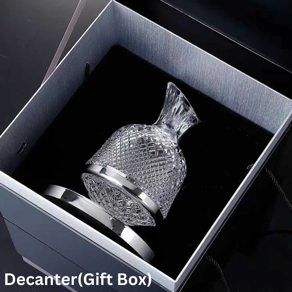 Wine Decanter – 360° Rotating Crystal Hand Blown Luxury
