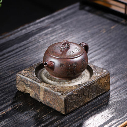 Zodiac Teapot Monkey Purple Clay Calligraphy Carved 240ml