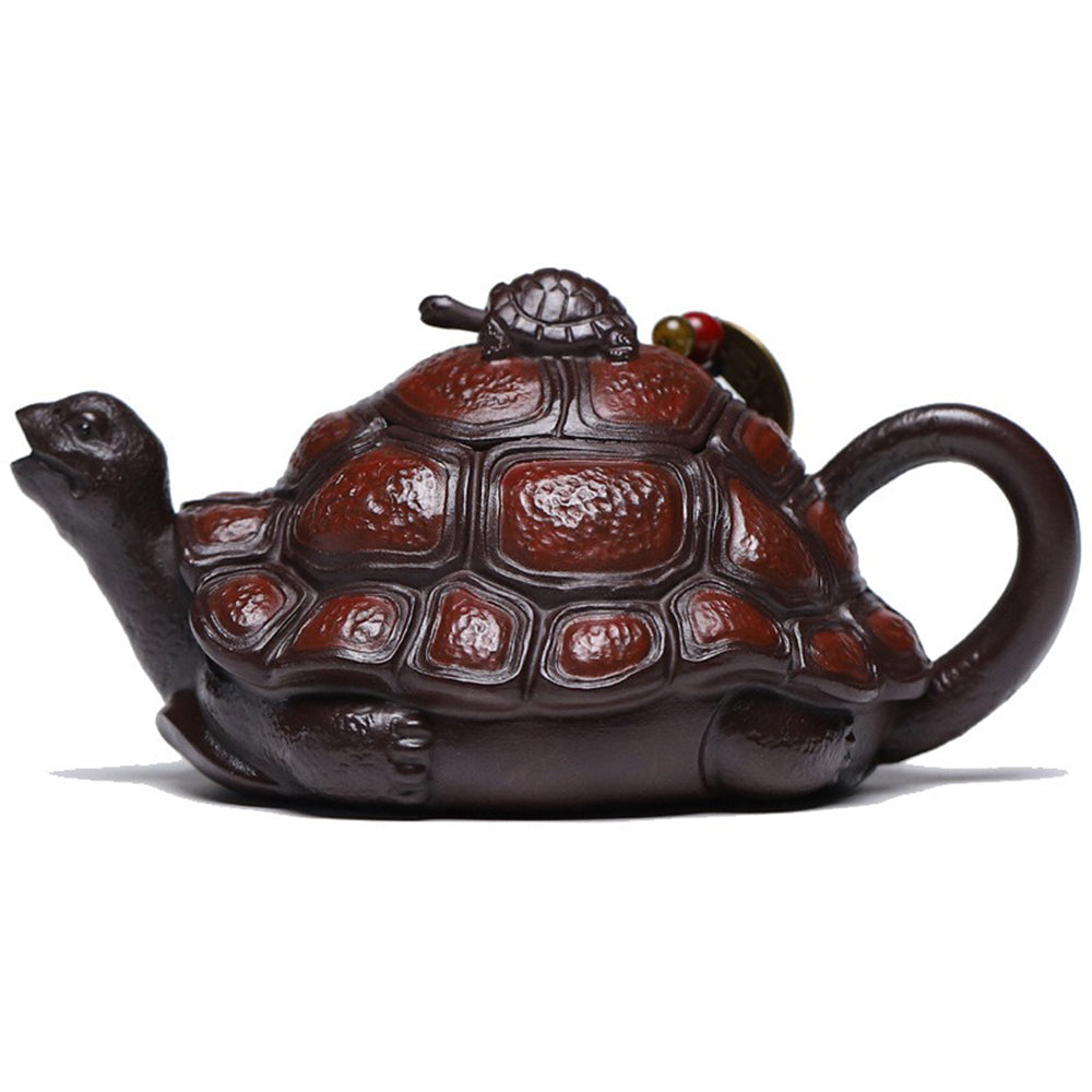 Novelty Teapot Turtle Yixing Bai Mu Purple Clay 210ml Gift