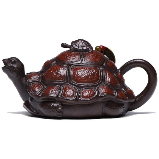 Novelty Teapot Turtle Yixing Bai Mu Purple Clay 210ml Gift
