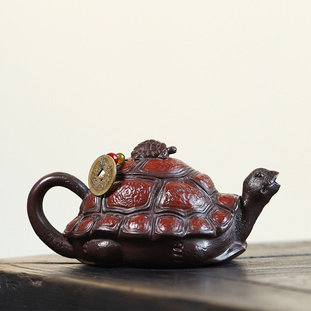 Novelty Teapot Turtle Yixing Bai Mu Purple Clay 210ml Gift