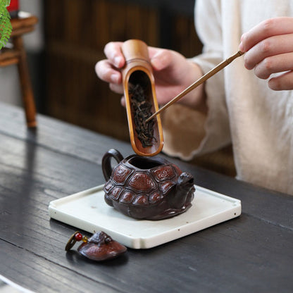 Novelty Teapot Turtle Yixing Bai Mu Purple Clay 210ml Gift