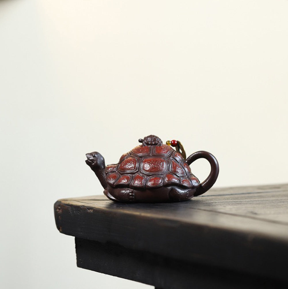 Novelty Teapot Turtle Yixing Bai Mu Purple Clay 210ml Gift