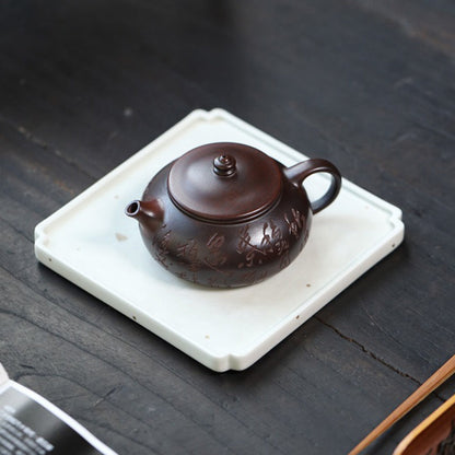 Calligraphy Teapot Yixing Iron-Red Clay Carved Seal 200ml