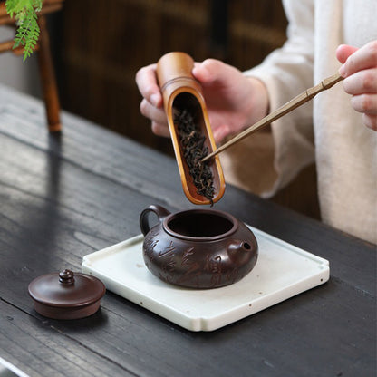 Calligraphy Teapot Yixing Iron-Red Clay Carved Seal 200ml