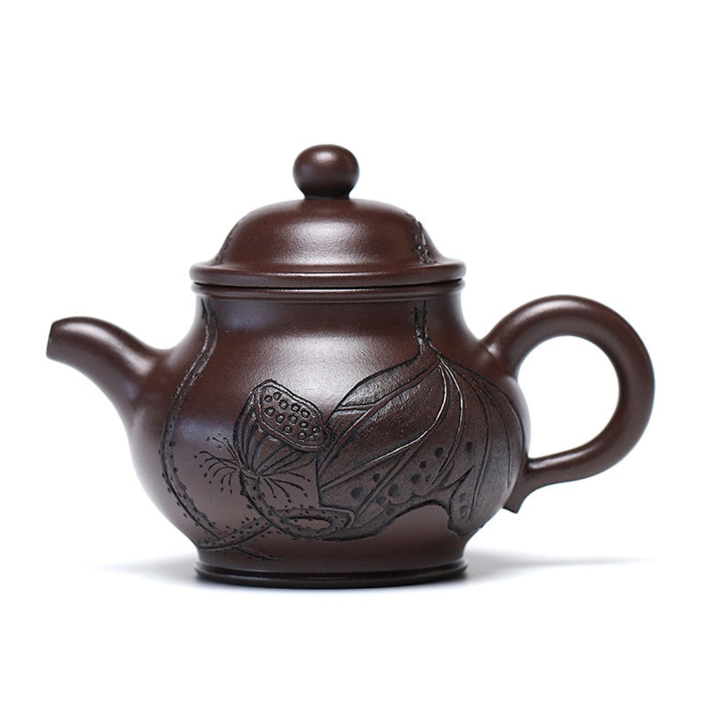 Lotus Teapot Yixing Baimu Purple Clay Rare Ore 220ml