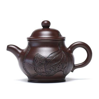 Lotus Teapot Yixing Baimu Purple Clay Rare Ore 220ml