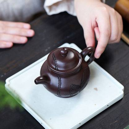 Lotus Teapot Yixing Baimu Purple Clay Rare Ore 220ml