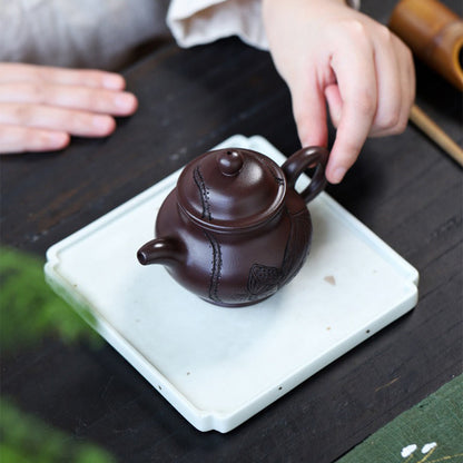 Lotus Teapot Yixing Baimu Purple Clay Rare Ore 220ml