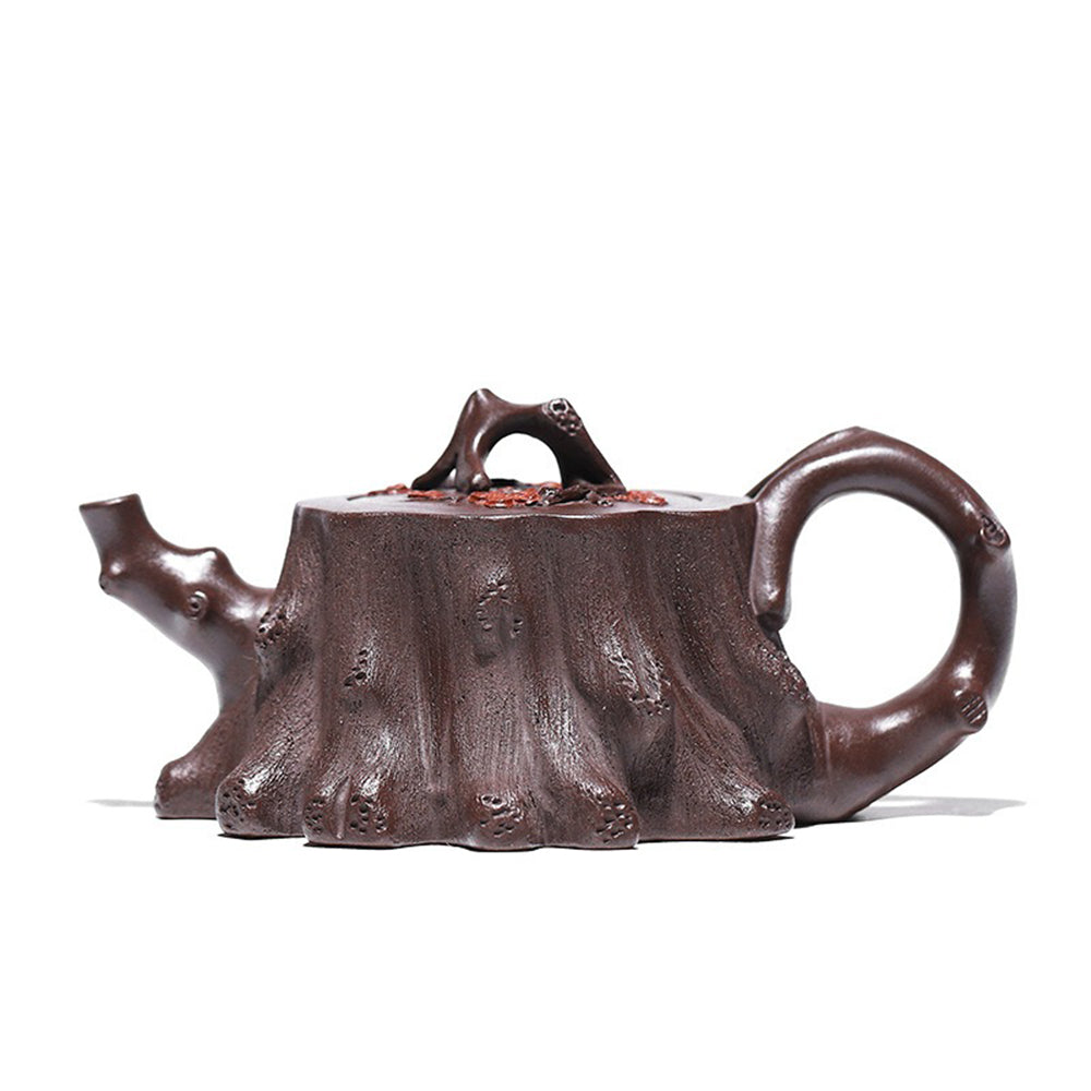 Plum Stump Teapot Yixing Ore Purple Clay Hand Carved 240ml