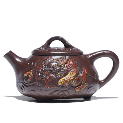 Shipiao Teapot Yixing Purple Clay Dragon Carved 240ml Gift