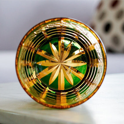 Edo Kiriko Diamond Whisky Glass – Amber Emerald Cut
