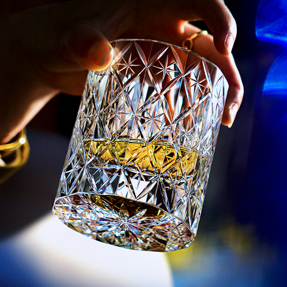 Edo Kiriko Star Crystal Whisky Glass - Shippo Cut K9