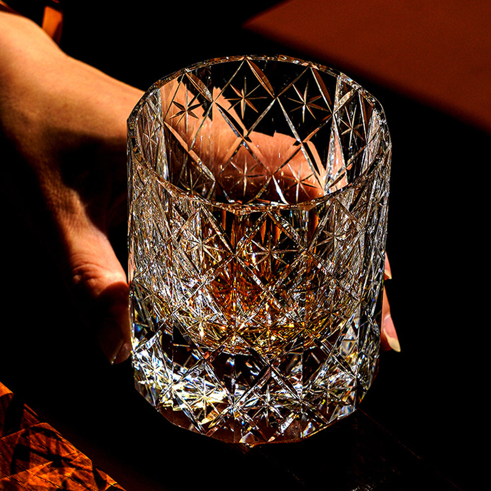 Edo Kiriko Star Crystal Whisky Glass - Shippo Cut K9