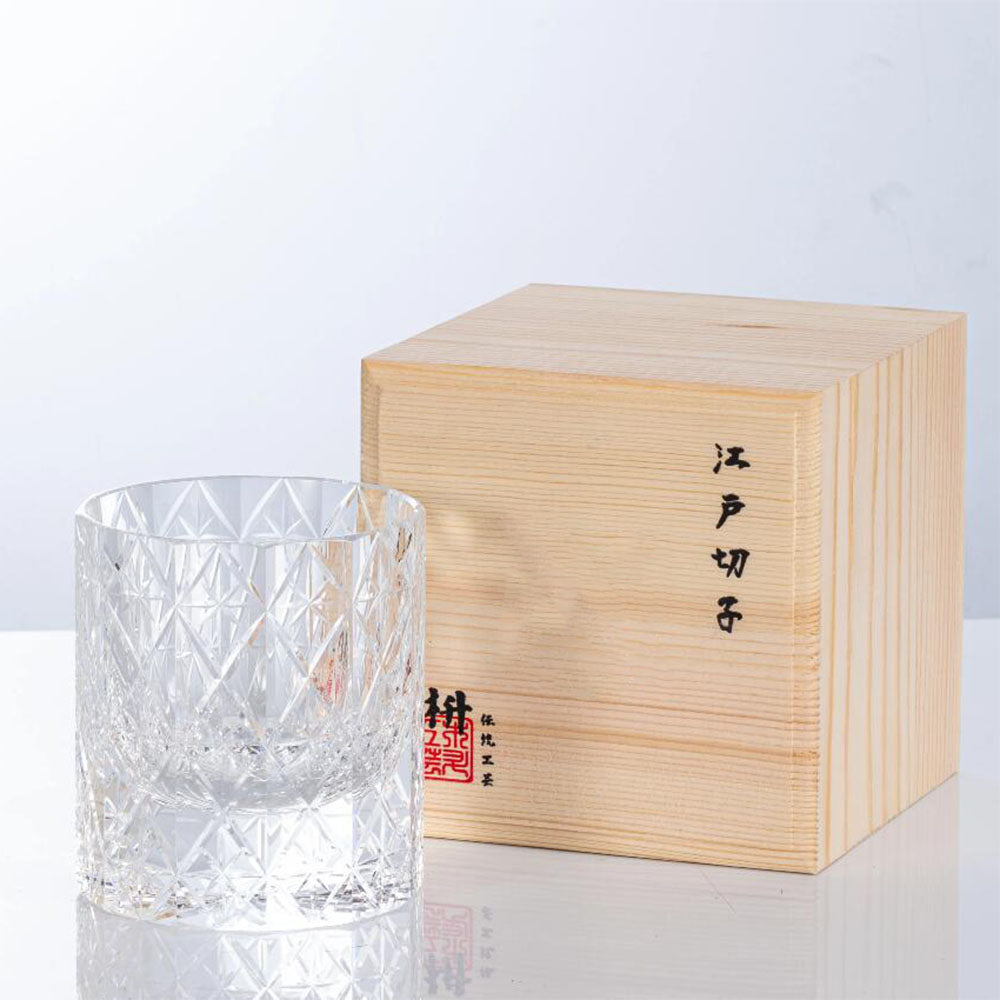 Edo Kiriko Star Crystal Whisky Glass - Shippo Cut K9