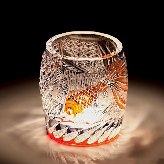 Edo Kiriko Koi Fish Whisky Glass – Amber Blue