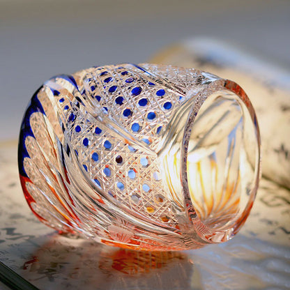 Edo Kiriko Koi Fish Whisky Glass – Amber Blue