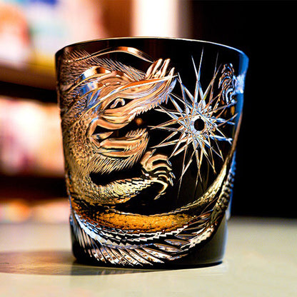 Dragon Whisky Glass Edo Kiriko – Midnight Crystal