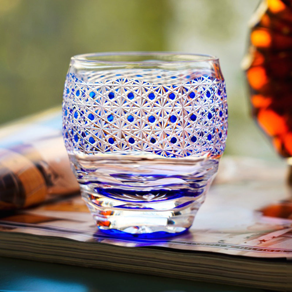 Edo Kiriko Whisky Glass Starry Sky Chrysanthemum 330ml