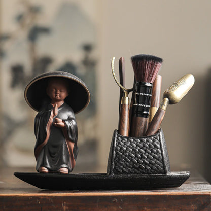 Monk Tea Pet Boat Utensil Set | Ceramic Gongfu 7-Piece Zen
