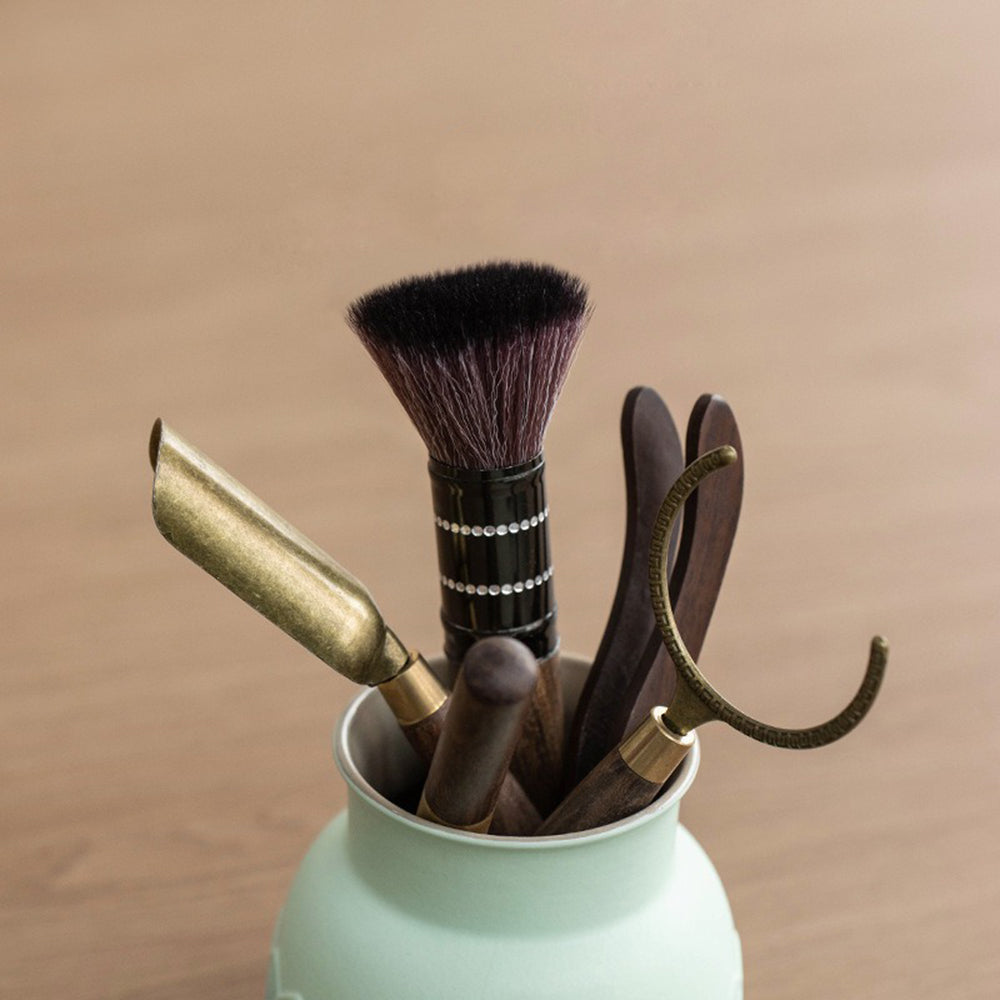 Ebony Tea Utensil Set — Six Gentlemen Lotus Holder