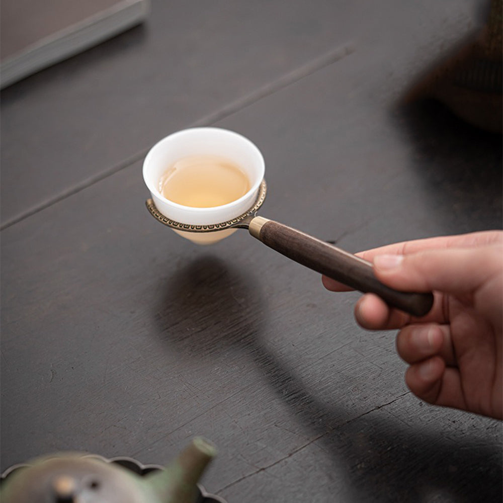 Tea Ceremony Set Ebony Wood Bronze Bifang Ceramic Holder