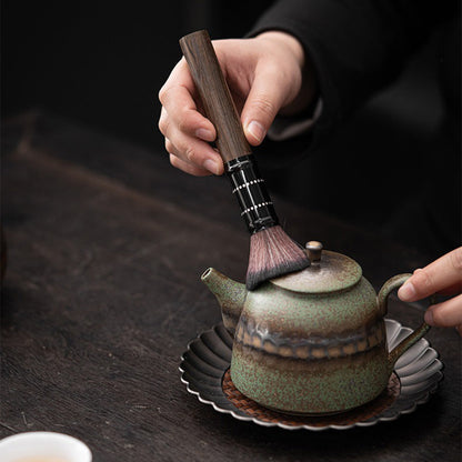 Tea Ceremony Set Ebony Wood Bronze Bifang Ceramic Holder