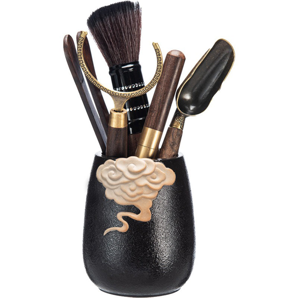 Tea Ceremony Tools Set — Ebony Copper & Cloud Ceramic
