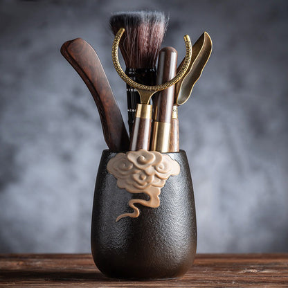 Tea Ceremony Tools Set — Ebony Copper & Cloud Ceramic