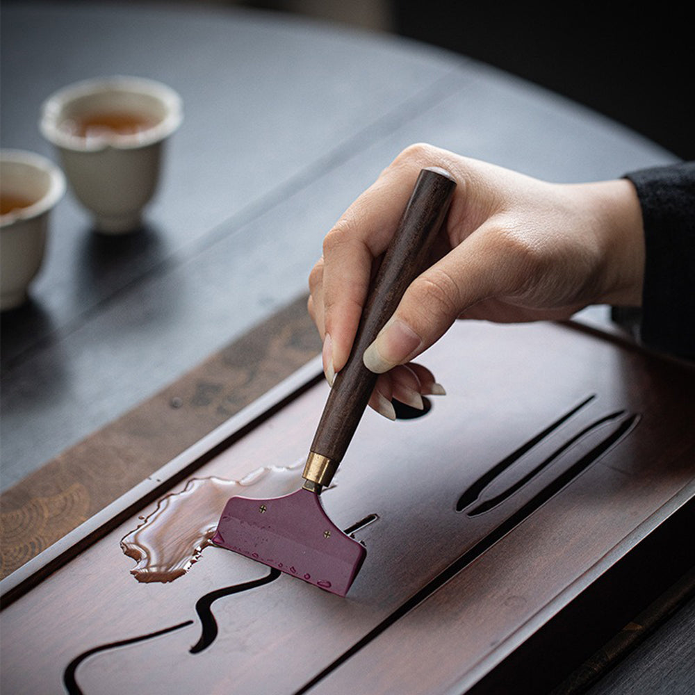 Ebony Copper Tea Utensil Set — Ceramic Moon Monk Holder