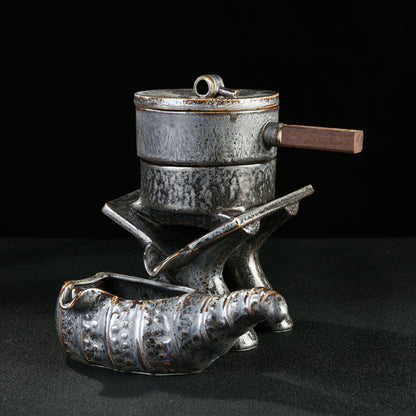 Gongfu Tea Set Stone Mill Retro | Auto Black Stone Tray