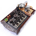 Gongfu Tea Set Yixing Purple Clay Wood Tray & Heater 30-Pc