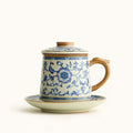 Ruyao Tea Cup Blue White Lotus 400ml Ceramic Filter Gift Box