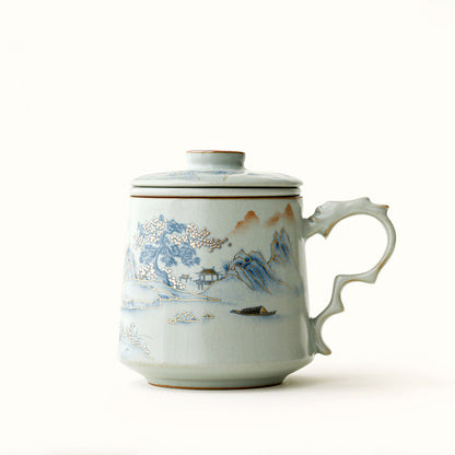 Ruyao Porcelain Tea Cup with Infuser Lid | Ru Kiln Crackle