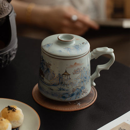 Ruyao Porcelain Tea Cup with Infuser Lid | Ru Kiln Crackle