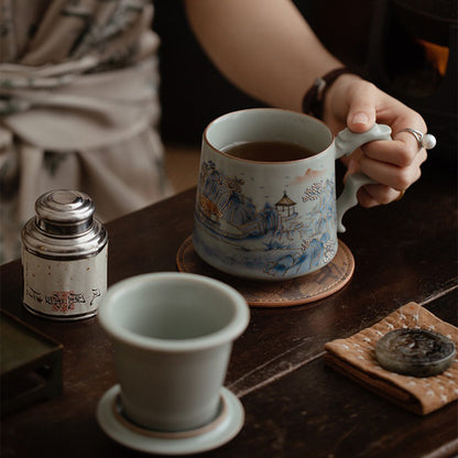 Ruyao Porcelain Tea Cup with Infuser Lid | Ru Kiln Crackle
