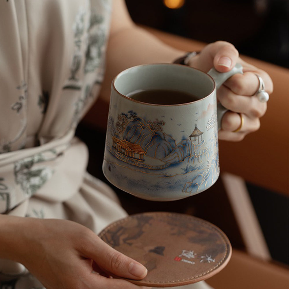 Ruyao Porcelain Tea Cup with Infuser Lid | Ru Kiln Crackle