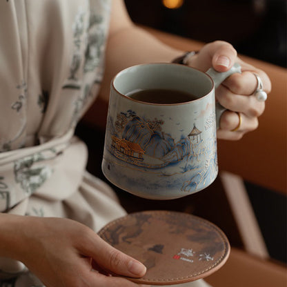 Ruyao Porcelain Tea Cup with Infuser Lid | Ru Kiln Crackle