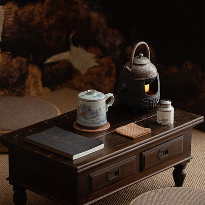 Ruyao Porcelain Tea Cup with Infuser Lid | Ru Kiln Crackle