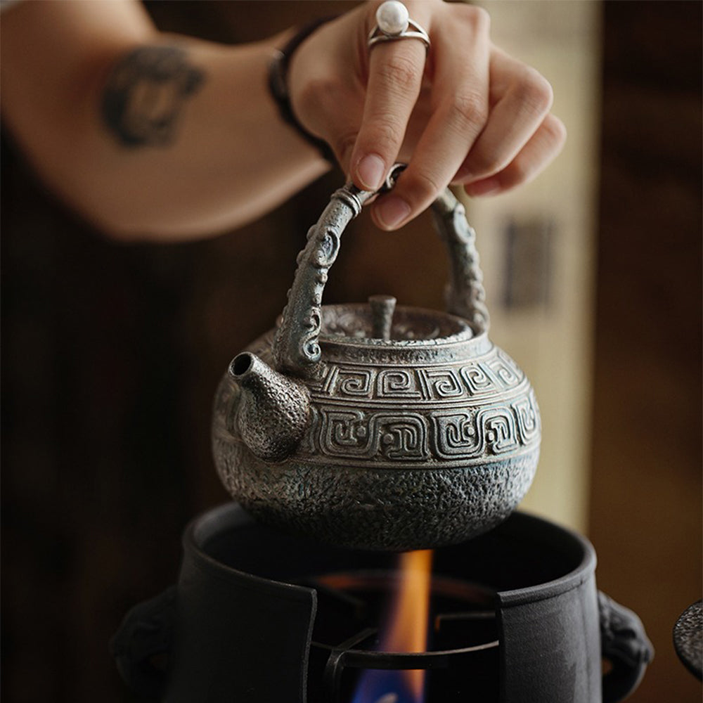 Silver-Plated Ceramic Teapot | Antique Hui Motif 350ml