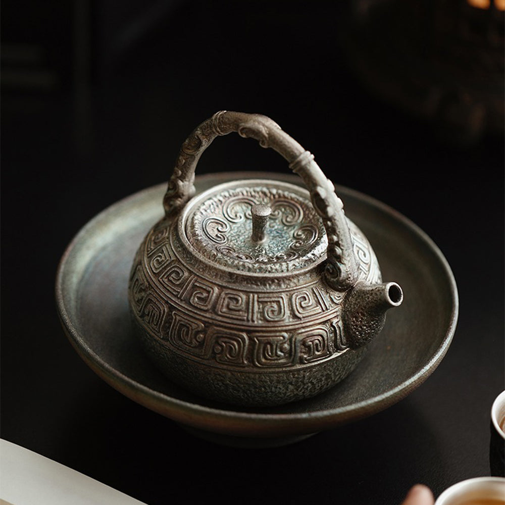 Silver-Plated Ceramic Teapot | Antique Hui Motif 350ml