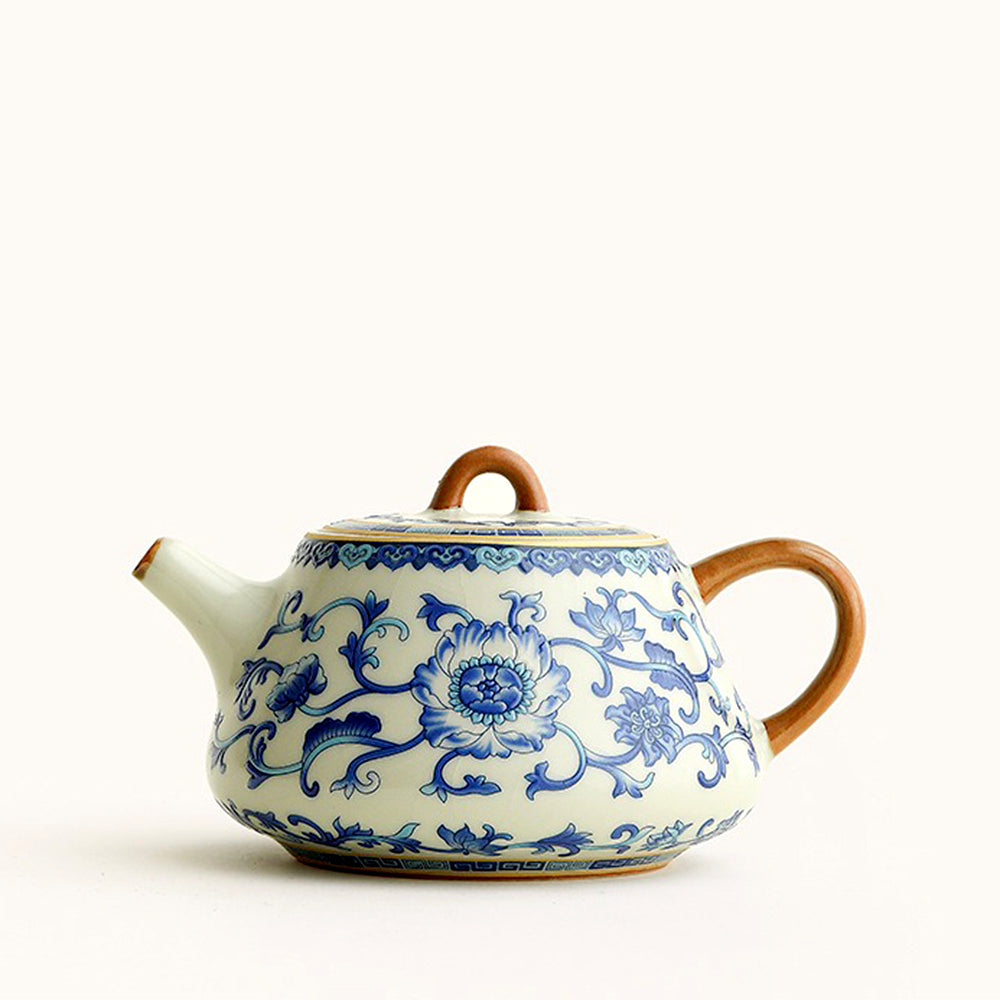 Ruyao Shi Piao Teapot Blue White Crackle Glaze 160ml