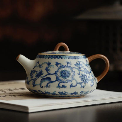 Ruyao Shi Piao Teapot Blue White Crackle Glaze 160ml