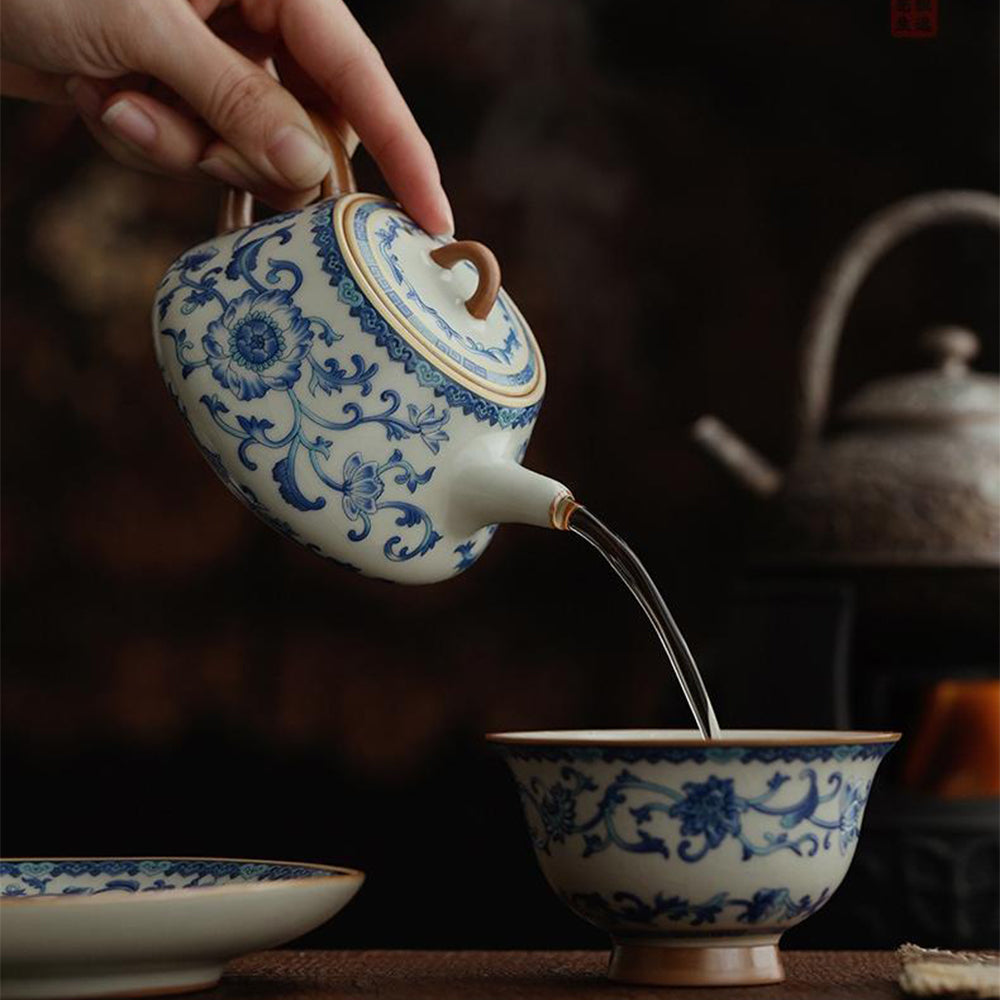 Ruyao Shi Piao Teapot Blue White Crackle Glaze 160ml