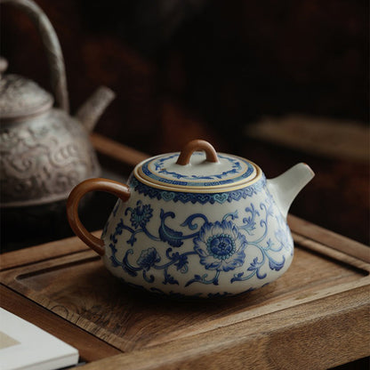 Ruyao Shi Piao Teapot Blue White Crackle Glaze 160ml