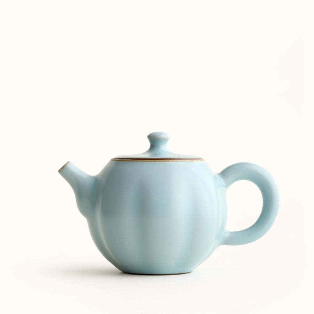 Ruyao Teapot Sky Blue Glaze Pumpkin Shape 250ml Gift