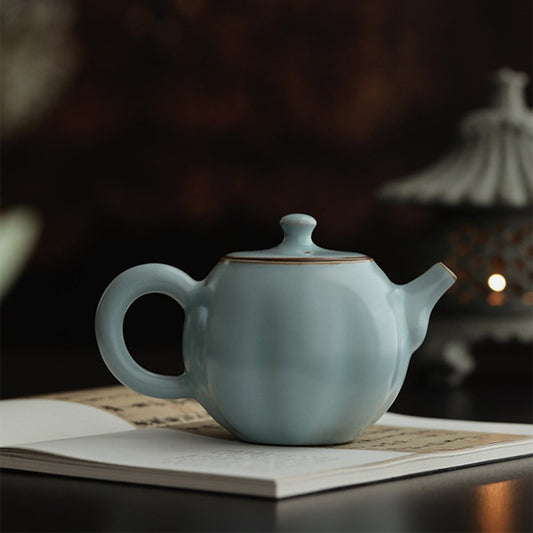 Ruyao Teapot Sky Blue Glaze Pumpkin Shape 250ml Gift