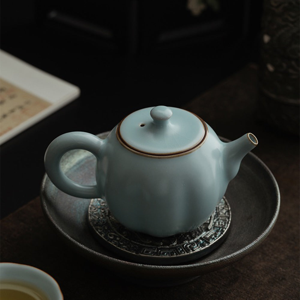 Ruyao Teapot Sky Blue Glaze Pumpkin Shape 250ml Gift